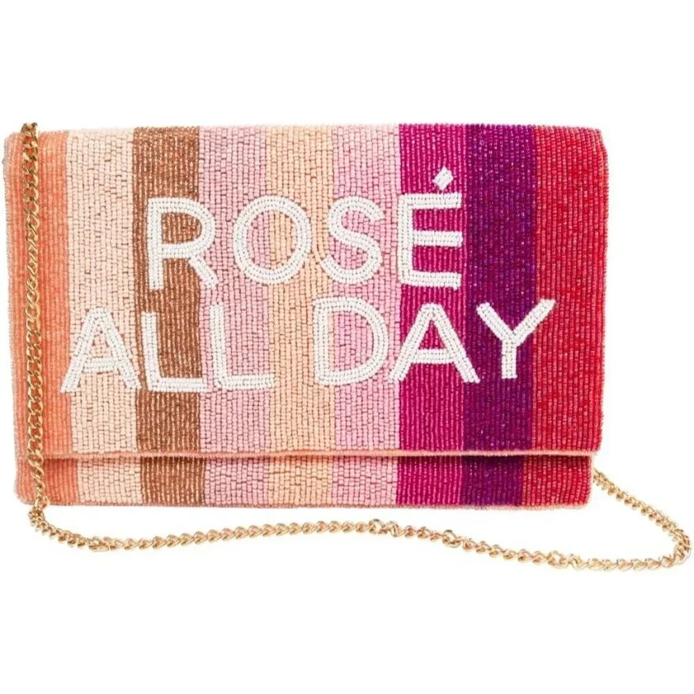 Women's Rose All Day Beaded Magnetic Closure Imported Clutch Purse